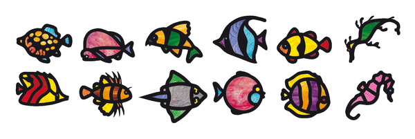 fisch, fischset, bunte fische, tropische fische, unterwasser kunst