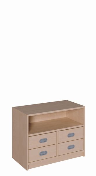 holzschrank, kommode, dreiteilig, offenesfach, schubladen