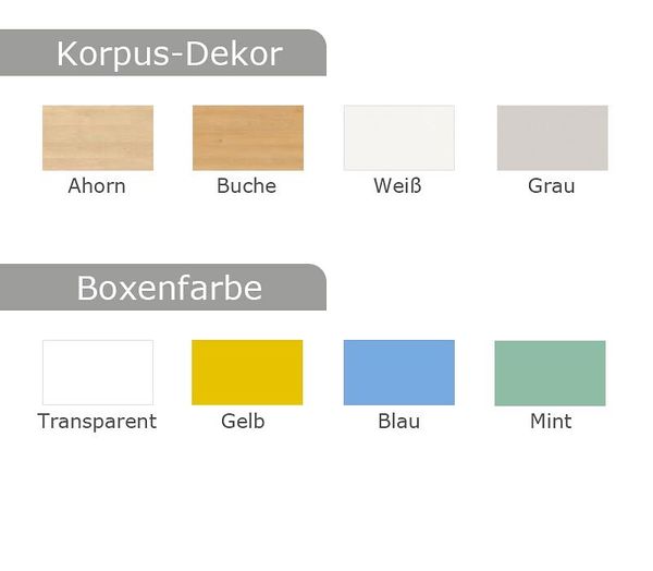 Sitzregal mit 8 kleinen Boxen, Variante wählbar