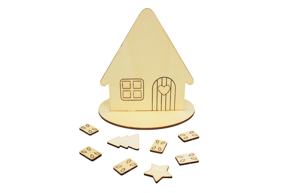Lebkuchenhaus aus Holz, 6 Stück (SONDERANGEBOT) Lebkuchenhaus aus Holz, 6 Stück (SONDERANGEBOT)