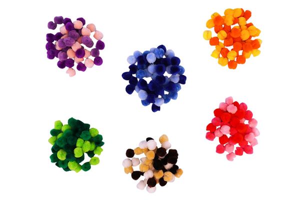 Pompons, Ø 2 cm, 1500 Stück, Farbe gemischt Pompons, Ø 2 cm, 1500 Stück, Farbe gemischt