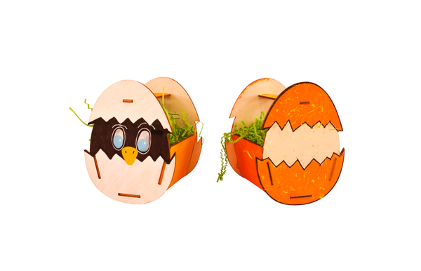 Osterkorb aus Holz zum Stecken inkl. Regenbogen Osterflummi, 6 Sets Osterkorb aus Holz zum Stecken inkl. Regenbogen Osterflummi, 6 Sets