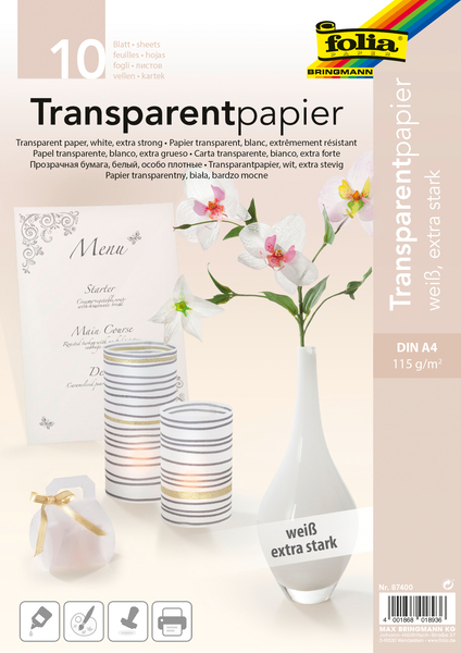 FOLIA Transparentpapier, weiß, DIN A4, 10 Blatt