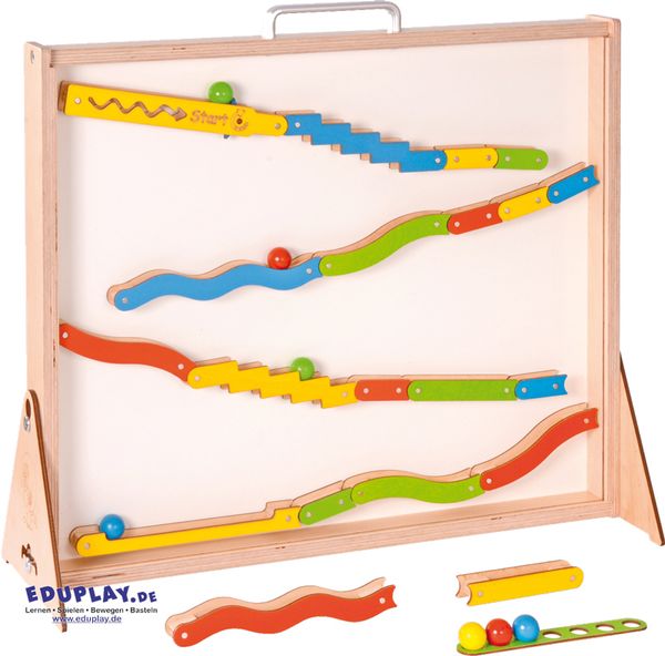 Holzspielzeug, Kugelbahn, Labyrinth, Sortierbahn, Baukasten-Set