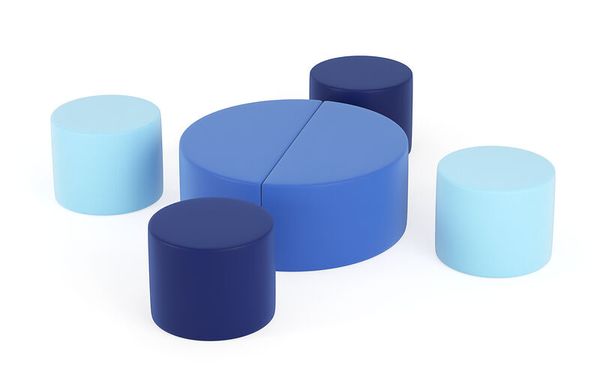 KITAEINKAUF Sitzpouf-Set, 6-teilig, Sitzhöhe 26 cm, Farbkombination wählbar