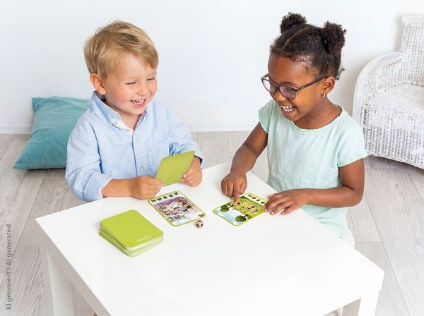 Karten, Kindern, Karten, grün, Tischplatte