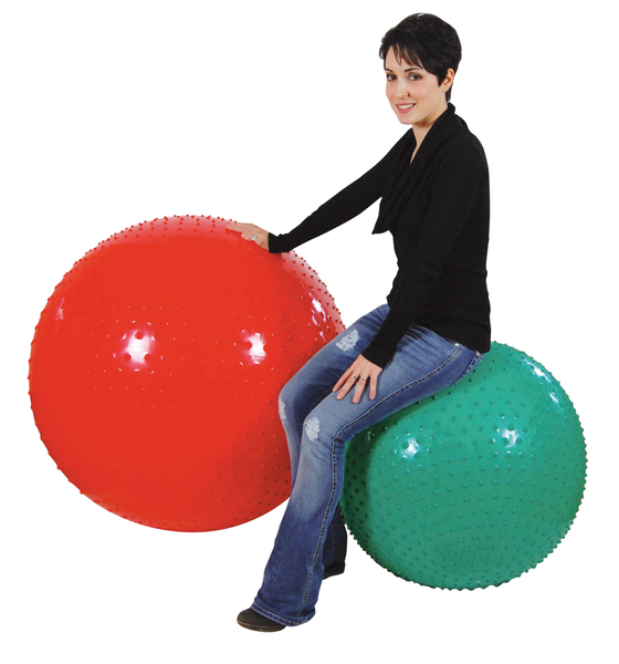 Übungsball, Fitnessball, aufblasbarer Ball, roter Ball, grüner Ball