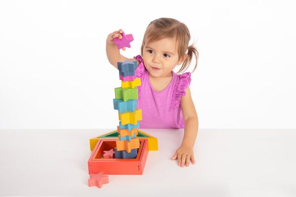 Regenbogen-Holzsterne-Set, 21 Teile, ab 10 Monate Regenbogen-Holzsterne-Set, 21 Teile, ab 10 Monate