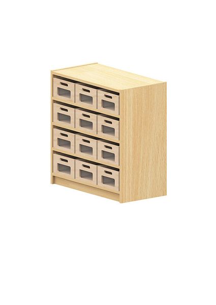 Materialschrank mit mittleren Kästen mit Sichtfenster, Varianten wählbar