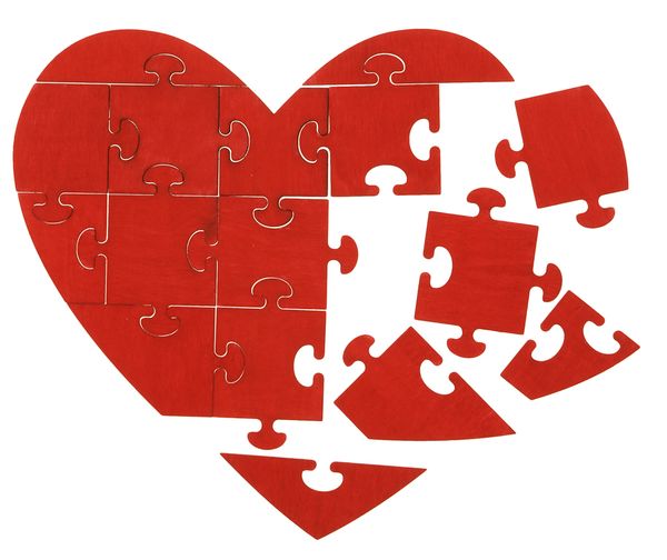 Herz, Puzzles, Puzzle-Stücke, rote Farbe, Herzform