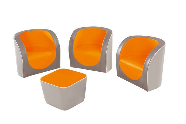 Set Cabrio, 3 Sessel, 1 Hocker 