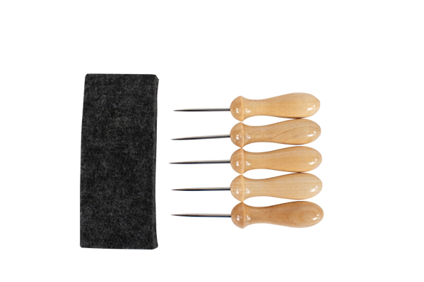 ELVIRAS Prickelnadeln mit Holzgriff "klassisch", L8,5cm, 2mm Nadel, 5 Stück