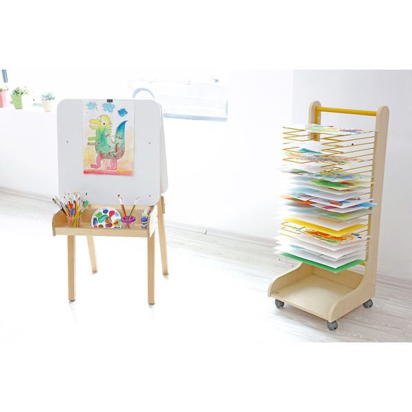 Trockenwagen bis DIN A3 auf Rollen, mit 25 Ablagen Trockenwagen bis DIN A3 auf Rollen, mit 25 Ablagen