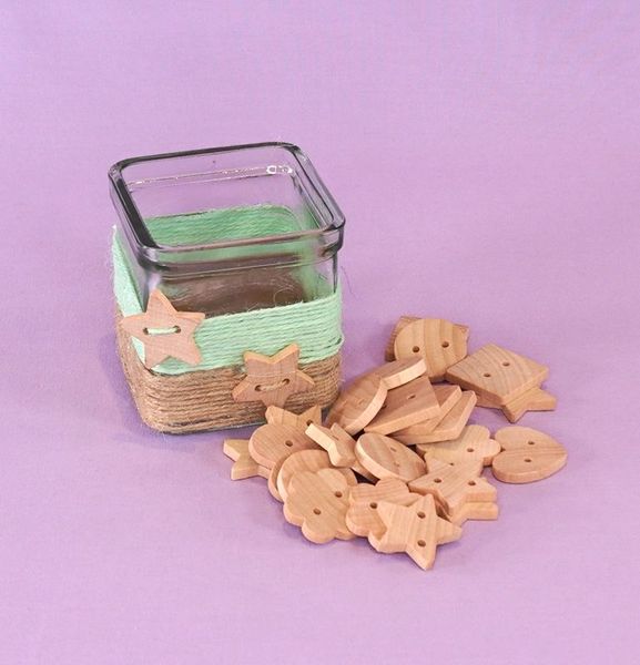 Holzknöpfe Mix, 60 St