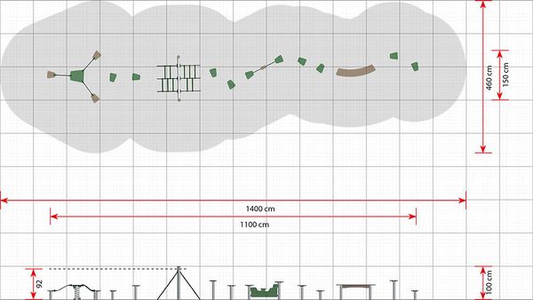 Hindernisparcours, gerade