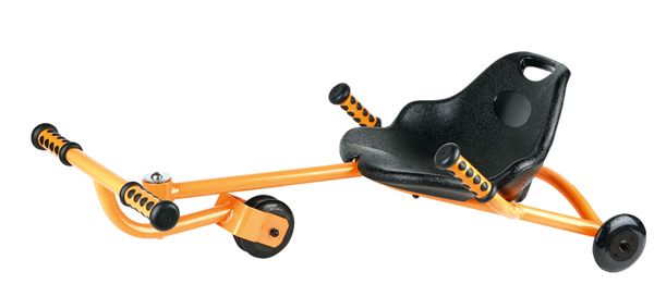 Trike, Kinderfahrzeug, Rahmen aus Stahl, Orangeschwarz, Sitz mit Rückenlehne