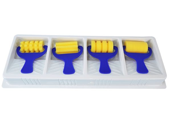 Schaumstoffroller Set, 4 Roller mit einem Farbehälter Schaumstoffroller Set, 4 Roller mit einem Farbehälter