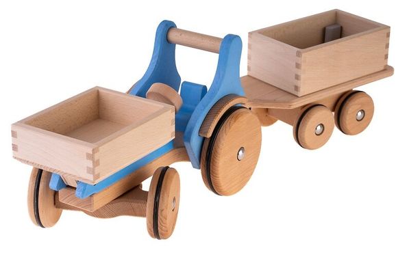 DYNAMIKO Holztraktor-Fridolin, Hellblau, ab 1,5 Jahre