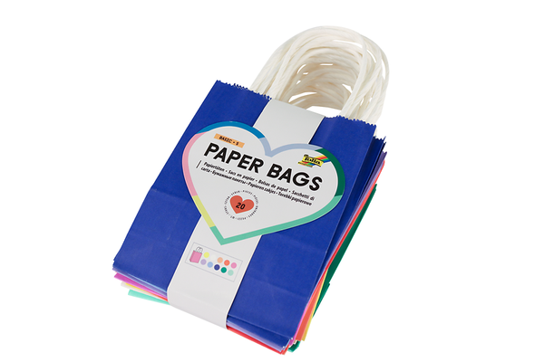 FOLIA Papiertüten S, Kraftpapier, farbig sortiert, 20 Stück
