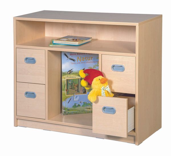 Kleines Sideboard, Schubladen, Holzholz, Aufsatzregal, Offenes Fach