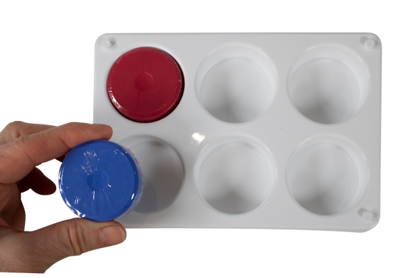 ELVIRAS 6er Tempera-Palette, unbefüllt, für 44 mm Blöcke