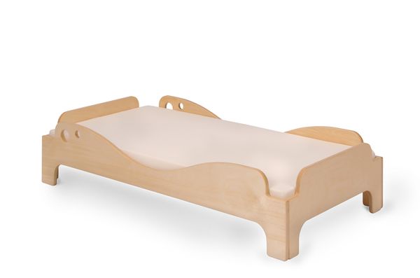 Holzbett, Kinderbett, Miniaturbett, Holzbetttisch, 1:12 Bett