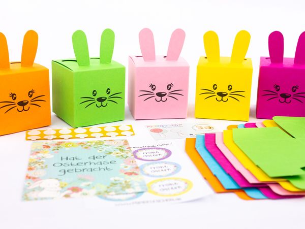 Osterhasenkisten, 12 Stück, bunt gemischt - Bastelset (SONDERANGEBOT) Osterhasenkisten, 12 Stück, bunt gemischt - Bastelset (SONDERANGEBOT)