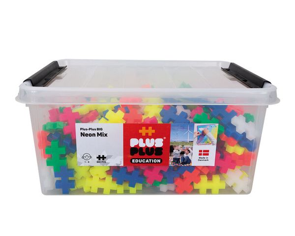 Neon Mix, Bausteine, Kunststoffbox, Puzzlebausteine, Bildungsspielzeug