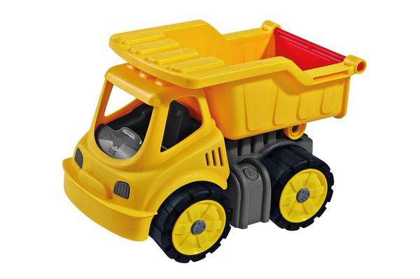 Kauflieferer?, -, Dumper?, Spielzeug-LKW, gelber LKW, Kunststoffspielzeug, Baufahrzeug, Müllwagen-ähnlich, Fahrzeugspielzeug, Kinder-Spielzeug