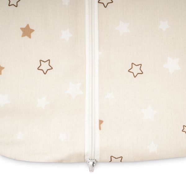 Sternenmuster, Reißverschluss, beige Stoff, Sterne Druck, Kissenbezug