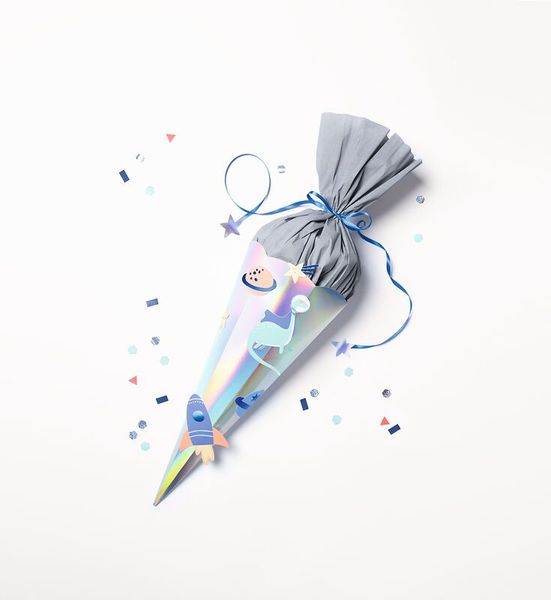 FOLIA Schultüten-Bastelset "Space Dino/Rakete/Hai, irisierend, 68 cm, 1 Set