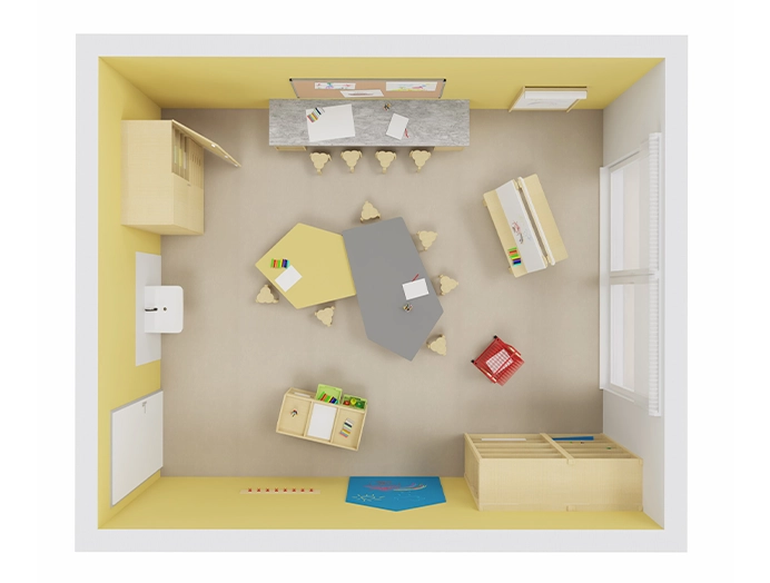 Darstellung eines Ateliers von oben