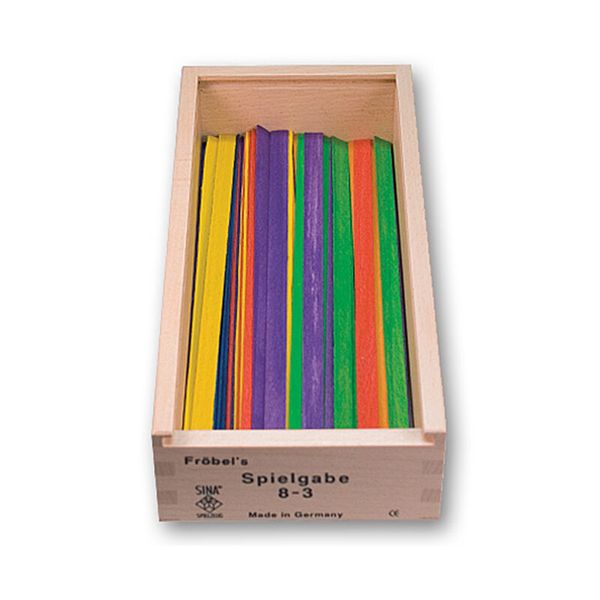 Spielzubehör, Waldholzstäbe, Bunt, Holzbox, Spielmaterial