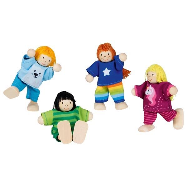 Puppenspieler, Holzspielzeug, weiche Puppen, bunte Outfits, Stabfiguren