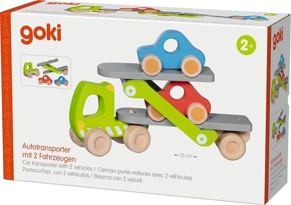 GOKI Autotransporter mit 2 Fahrzeugen, ab 2 Jahre