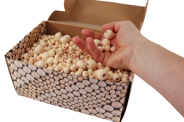 FOLIA Holzperlen, 1 - 1,8 cm, Großpackung, 2200 Stück, Farbe wählbar
