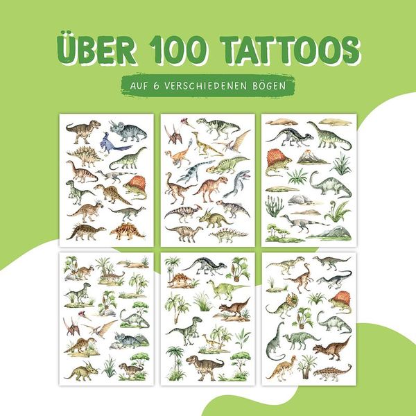 100 Kindertattoos zum Aufkleben – Welt der Dinos (SONDERANGEBOT)