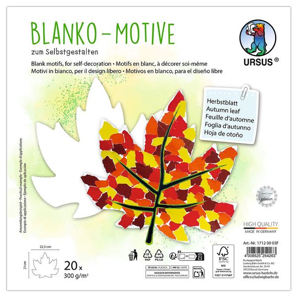 Blanko-Motive Herbstblatt, Karton, 20 Stück, 22,5 x 21 cm