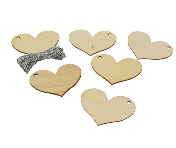 Holz-Anhänger Herz, 60x45 mm, 6 Stück Holz-Anhänger Herz, 60x45 mm, 6 Stück
