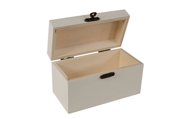 Schatztruhe aus Holz zum Bemalen / Dekorieren, 13,5 x 7 x 8 cm, 1 Stück