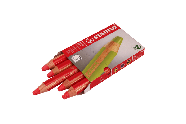 STABILO Woody 3in1 Malstifte, 5 Stück, Farbe wählbar