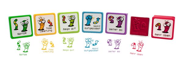 Lehrerstempel "Günther der Bücherwurm",  selbstfärbend, 24 Stück, 6 verschiedene Motive Lehrerstempel "Günther der Bücherwurm",  selbstfärbend, 24 Stück, 6 verschiedene Motive