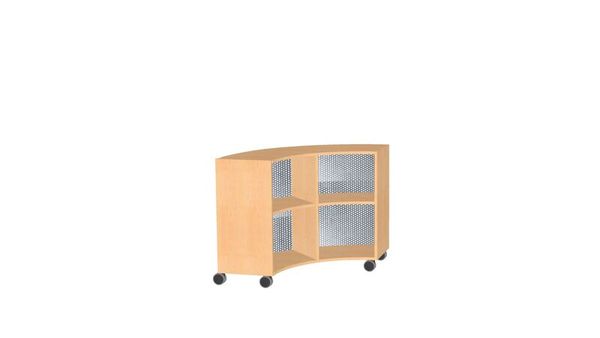 BasicPlus Viertelkreisschrank, offen, mit Lochblechrückwand, je 1 fester Boden
