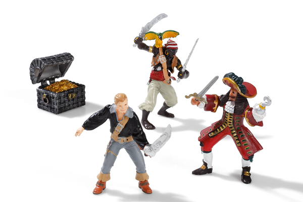 PAPO 3 Piratenfiguren + Schatzkiste, Größe 10 cm PAPO 3 Piratenfiguren + Schatzkiste, Größe 10 cm