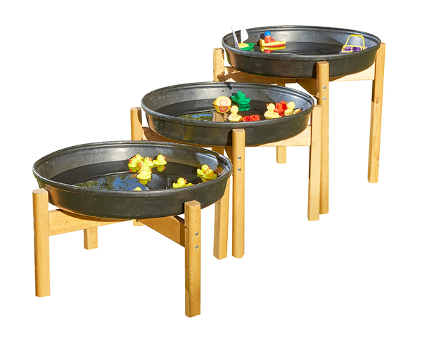 Wasserbecken, Kinderbecken, Wasserwanne, Dreier-Set, Holzständer