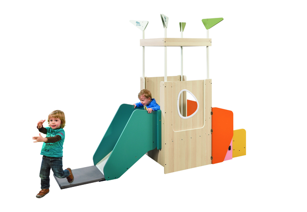 MATHOU Flexibles, mobiles & platzsparendes Spielpodest mit Treppe & Rutsche, versch. Farben, ab 12 Monaten, 10 Jahre Garantie
