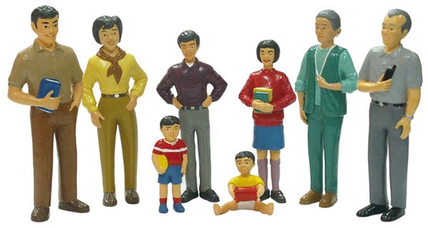 figuren, familie, miniatur, plastik, set