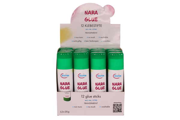 ELVIRAS Klebestifte Transparent 35 g, 12 Stk.