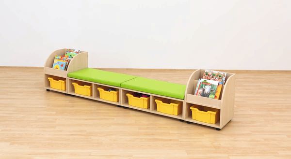 BETZOLD Maddox Große Sitzbank mit Bücherboxen und 6 gelben Boxen