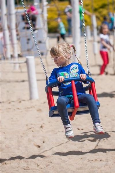 kinderspielplatz, schaukel, sand, kind, outdoor